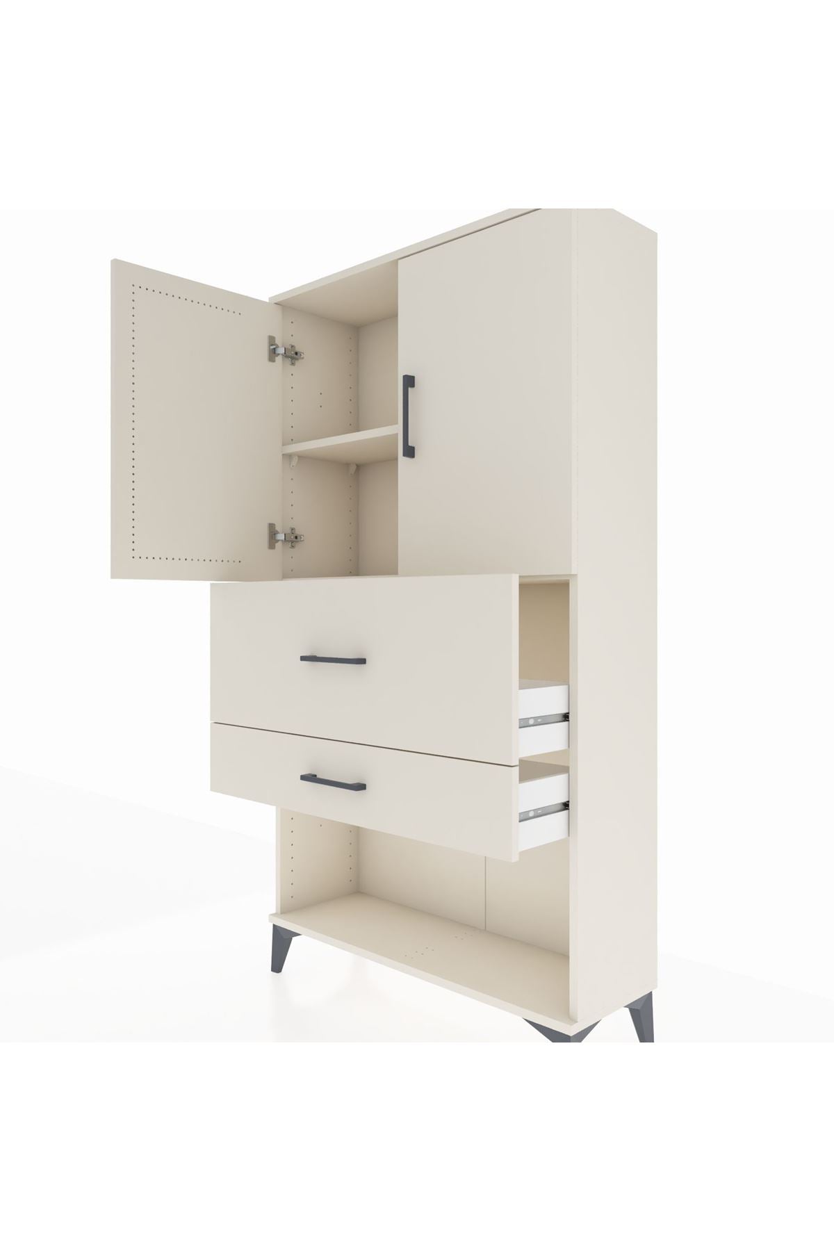 Arges Dolap 2 Raflı 2 Çekmeceli 2 Kapaklı 88x30x163 Aytaşı-Aytaşı