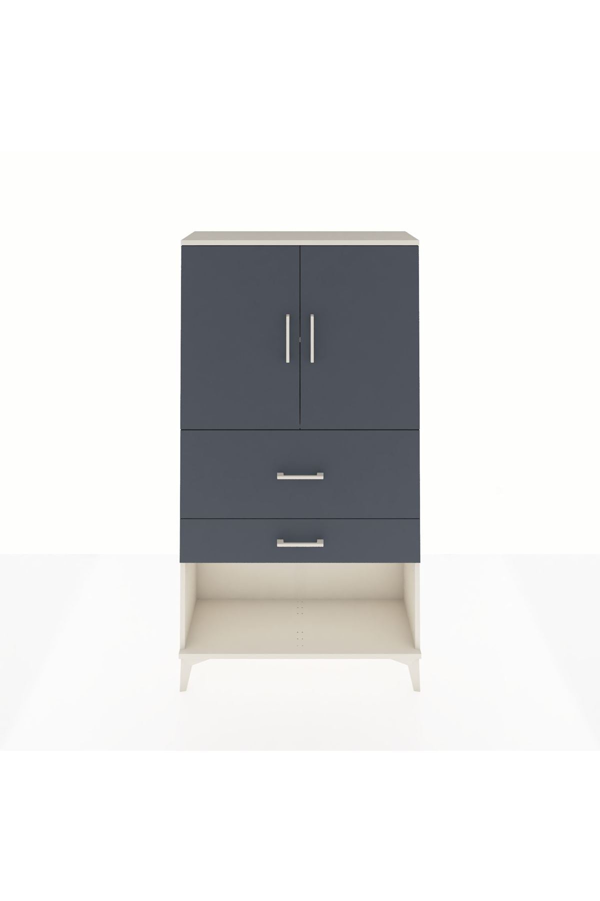 Arges Dolap 2 Raflı 2 Çekmeceli 2 Kapaklı 88x30x163 Aytaşı-Antrasit