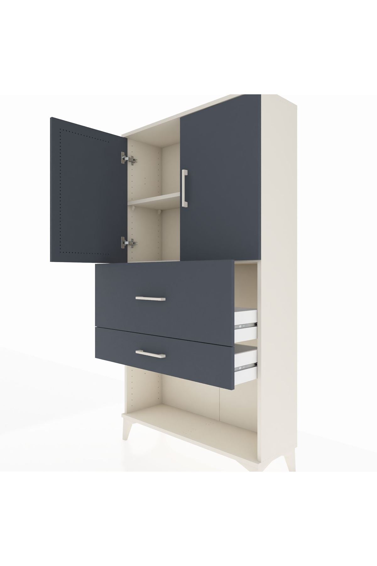 Arges Dolap 2 Raflı 2 Çekmeceli 2 Kapaklı 88x30x163 Aytaşı-Antrasit