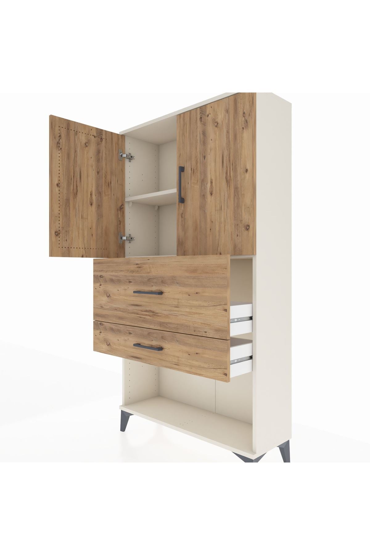 Arges Dolap 2 Raflı 2 Çekmeceli 2 Kapaklı 88x30x163 Aytaşı-Çam