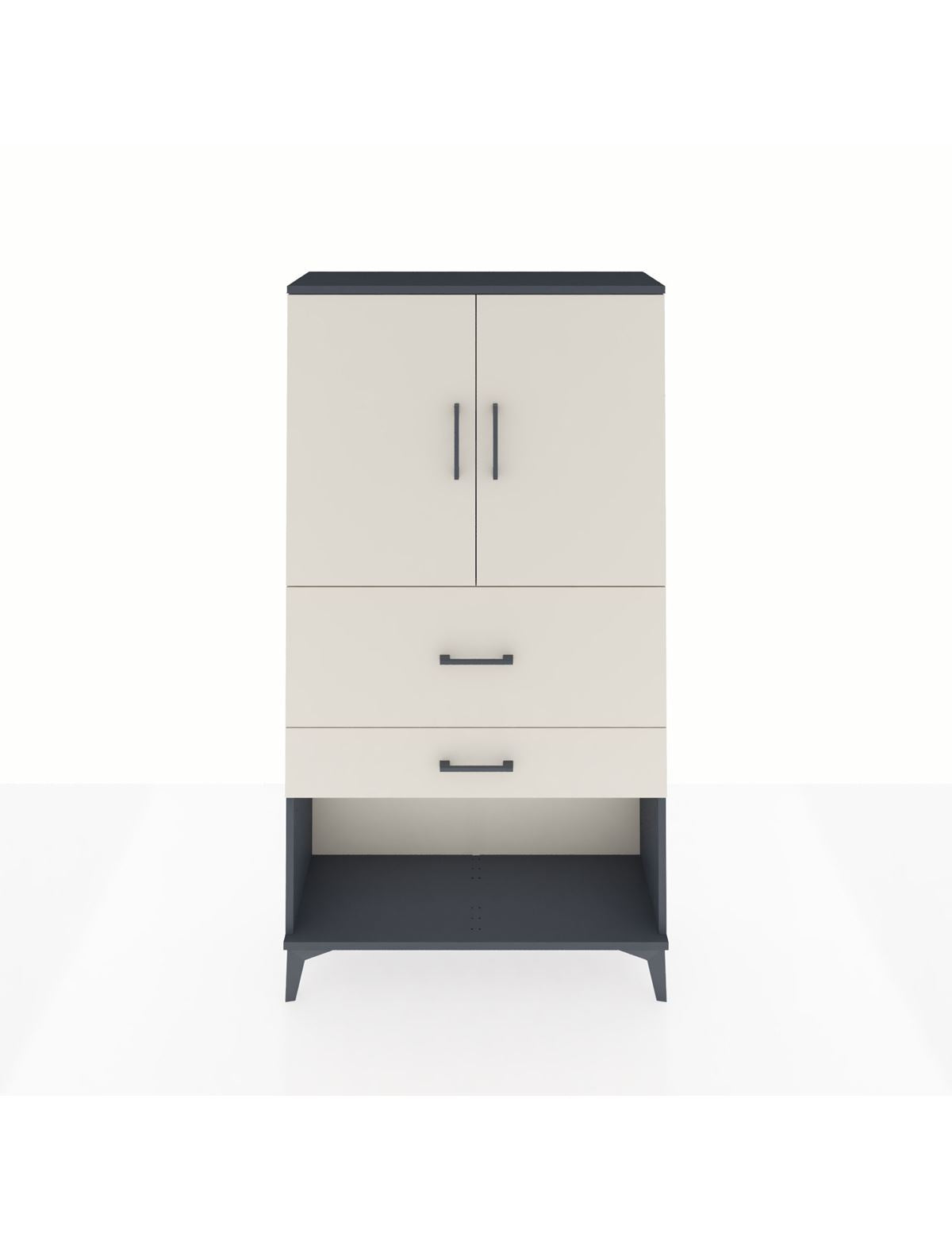 Arges Dolap 2 Raflı 2 Çekmeceli 2 Kapaklı 88x30x163 Antrasit-Aytaşı