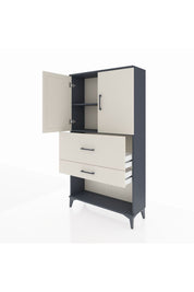 Arges Dolap 2 Raflı 2 Çekmeceli 2 Kapaklı 88x30x163 Antrasit-Aytaşı