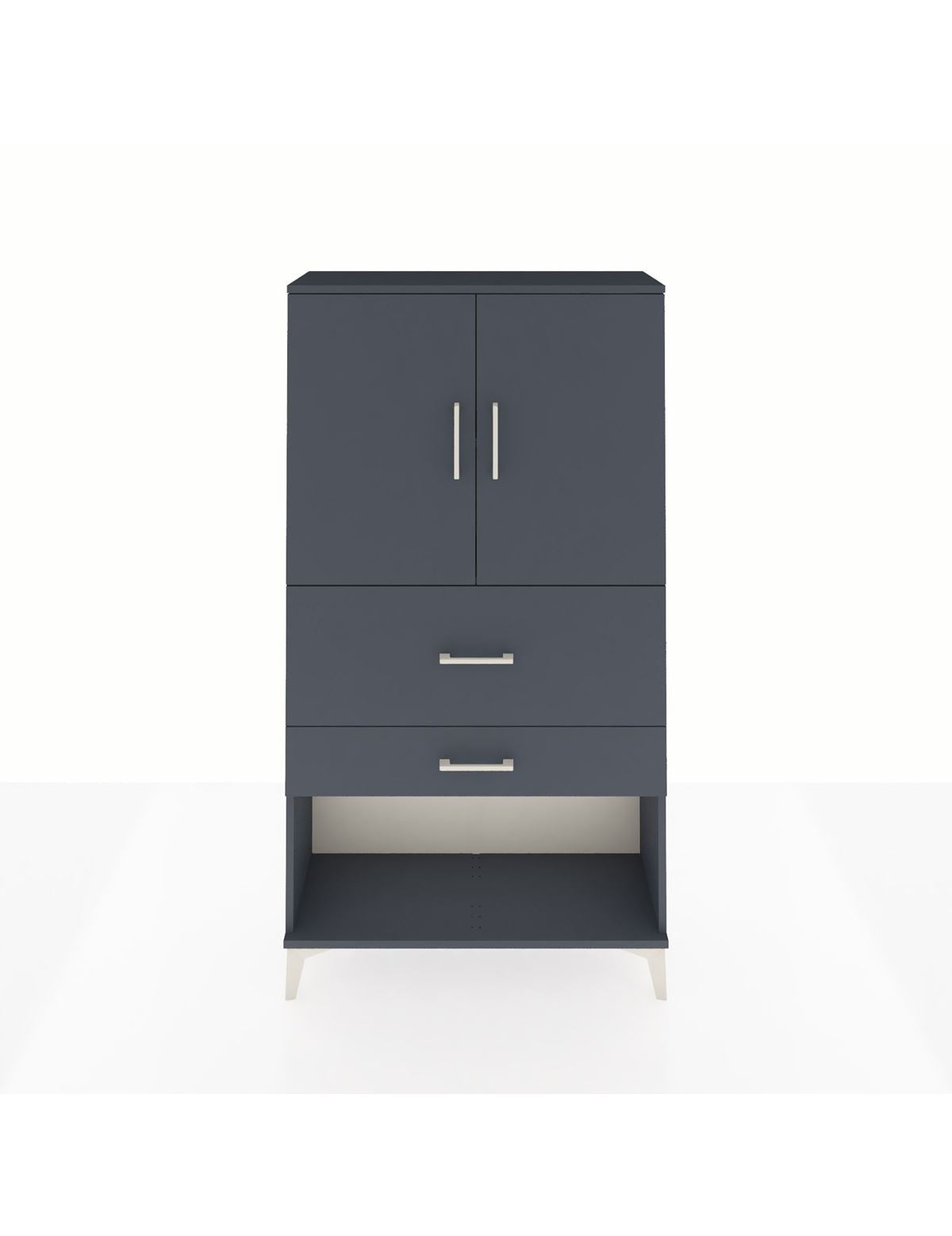 Arges Dolap 2 Raflı 2 Çekmeceli 2 Kapaklı 88x30x163 Antrasit-Antrasit