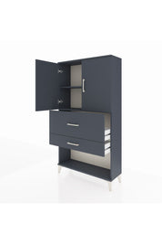 Arges Dolap 2 Raflı 2 Çekmeceli 2 Kapaklı 88x30x163 Antrasit-Antrasit