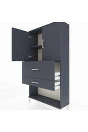 Arges Dolap 2 Raflı 2 Çekmeceli 2 Kapaklı 88x30x163 Antrasit-Antrasit