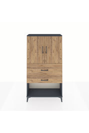 Arges Dolap 2 Raflı 2 Çekmeceli 2 Kapaklı 88x30x163 Antrasit-Çam