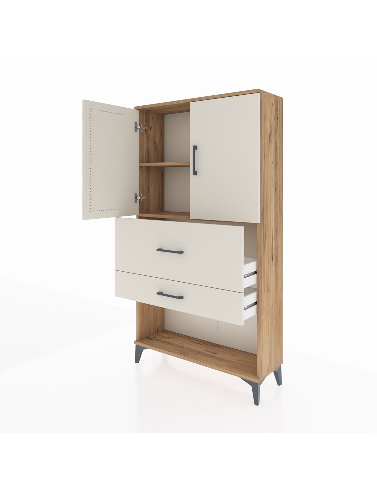 Arges Dolap 2 Raflı 2 Çekmeceli 2 Kapaklı 88x30x163 - S21M125V7A