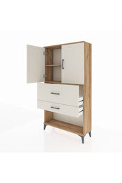 Arges Dolap 2 Raflı 2 Çekmeceli 2 Kapaklı 88x30x163 Çam-Aytaşı