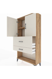 Arges Dolap 2 Raflı 2 Çekmeceli 2 Kapaklı 88x30x163 Çam-Aytaşı