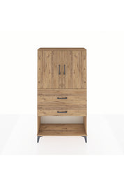 Arges Dolap 2 Raflı 2 Çekmeceli 2 Kapaklı 88x30x163 Çam-Çam
