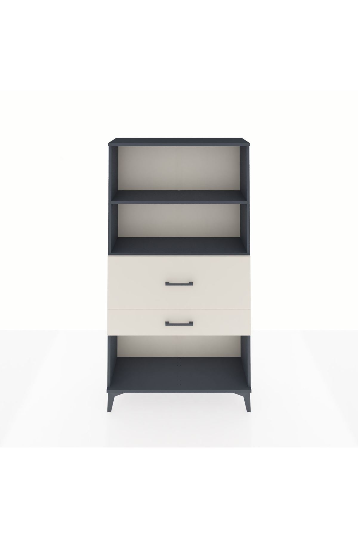 Arges Dolap 2 Raflı 2 Çekmeceli 88x30x163 Antrasit-Aytaşı