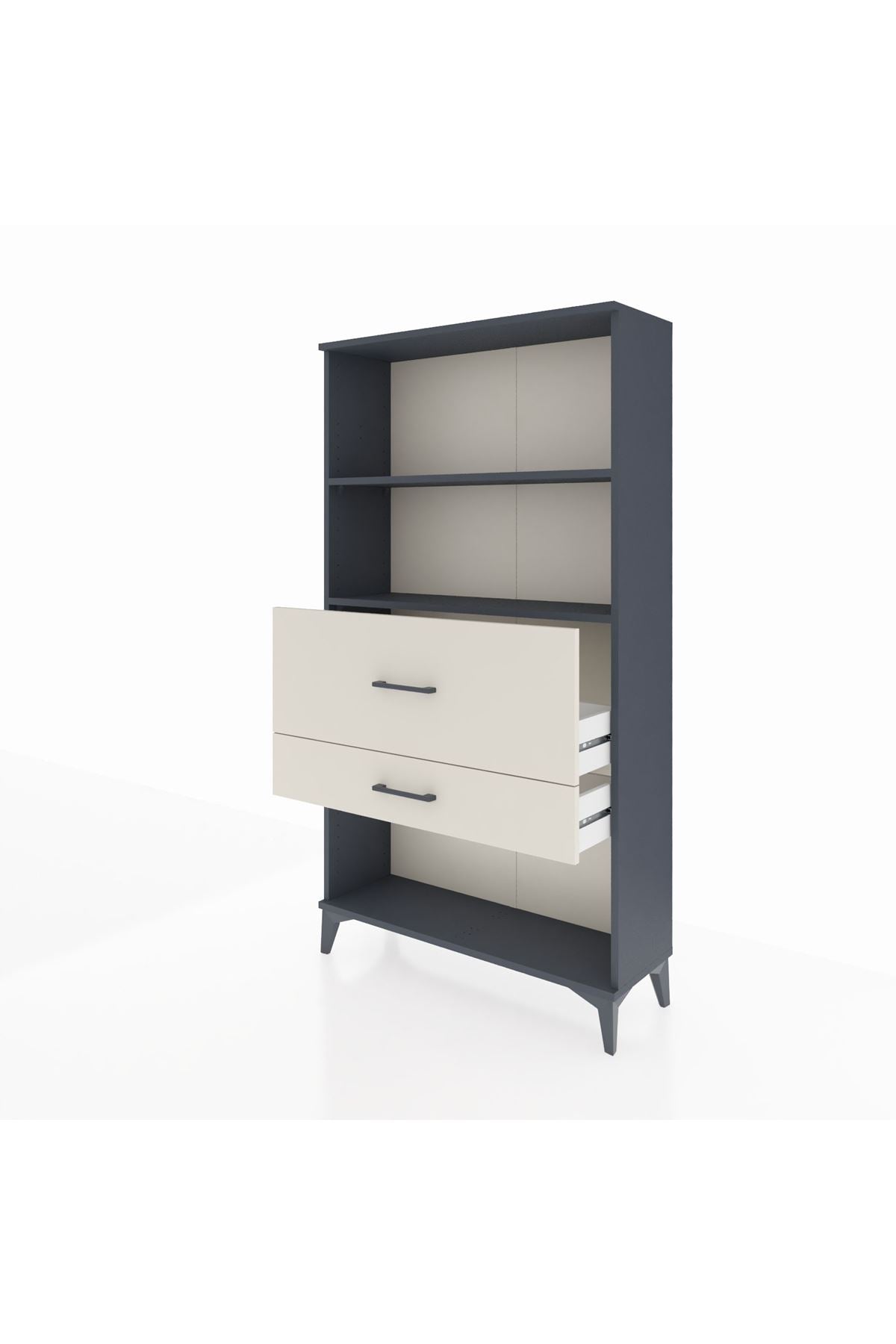 Arges Dolap 2 Raflı 2 Çekmeceli 88x30x163 Antrasit-Aytaşı