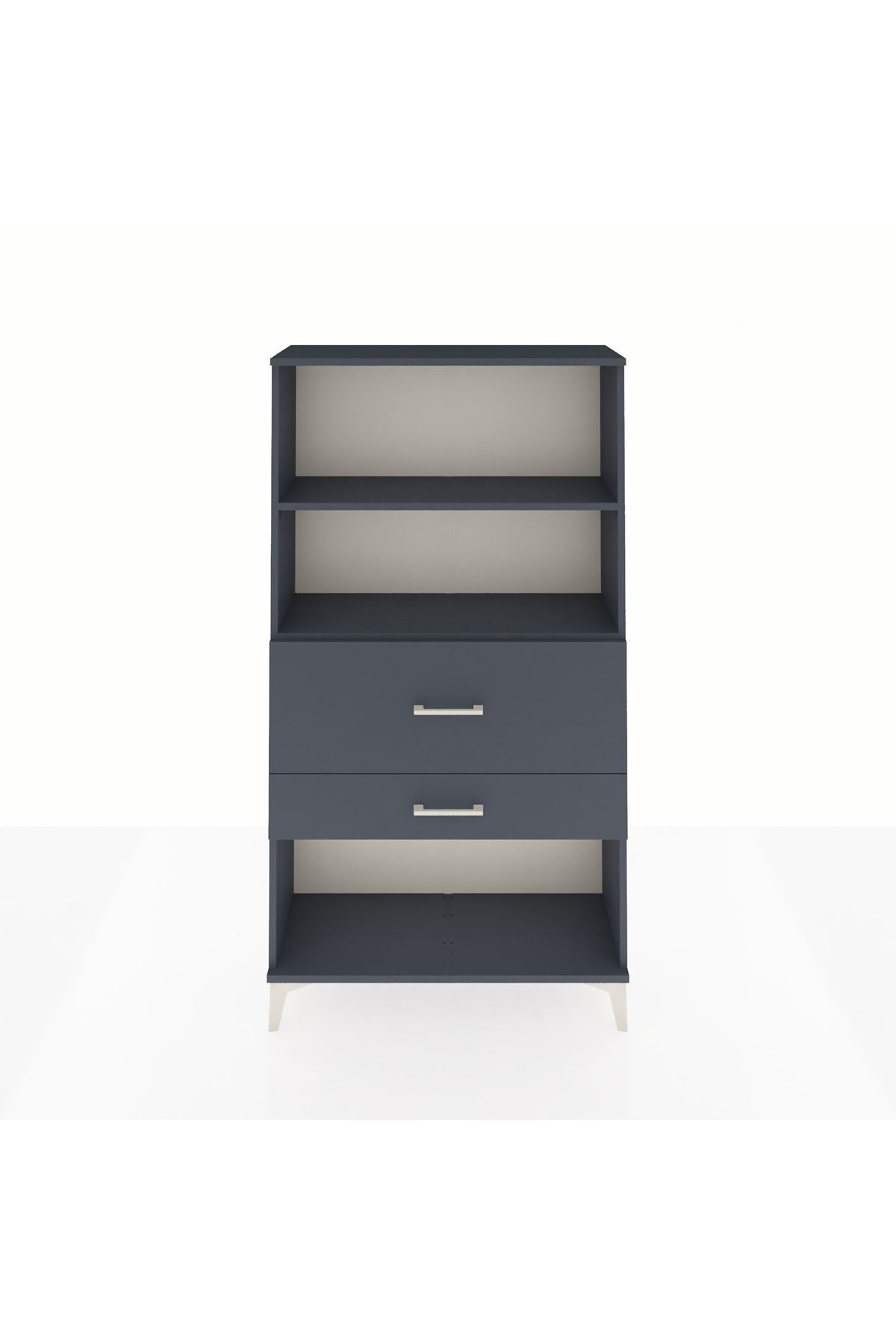 Arges Dolap 2 Raflı 2 Çekmeceli 88x30x163 Antrasit-Antrasit