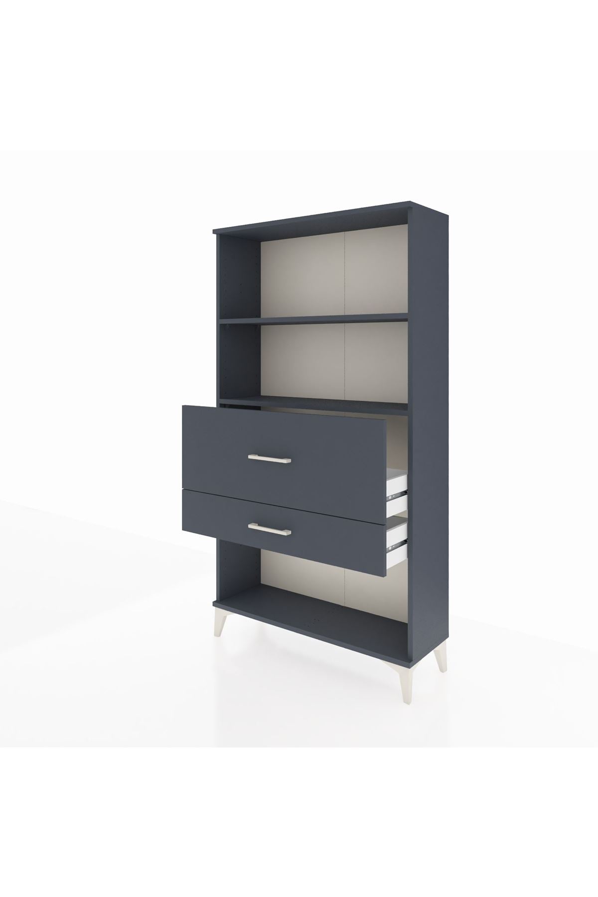 Arges Dolap 2 Raflı 2 Çekmeceli 88x30x163 Antrasit-Antrasit