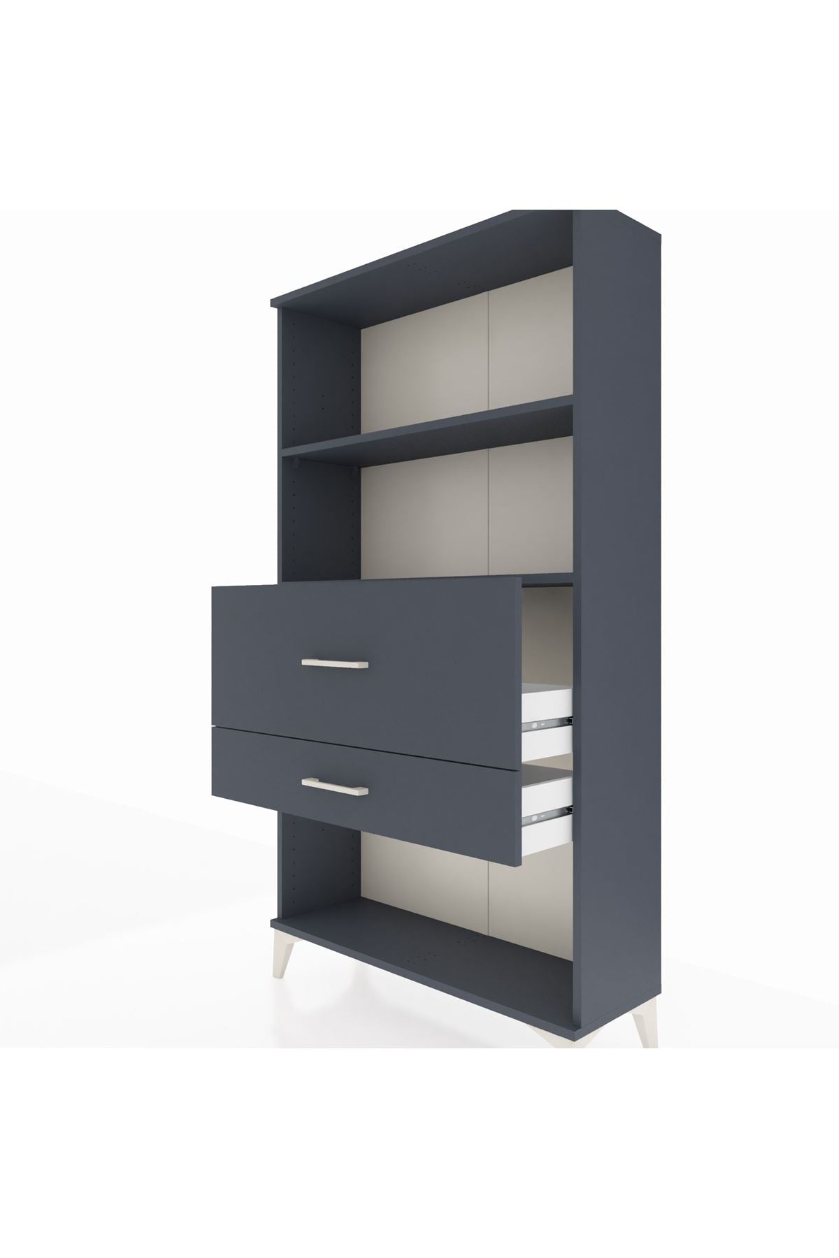 Arges Dolap 2 Raflı 2 Çekmeceli 88x30x163 Antrasit-Antrasit