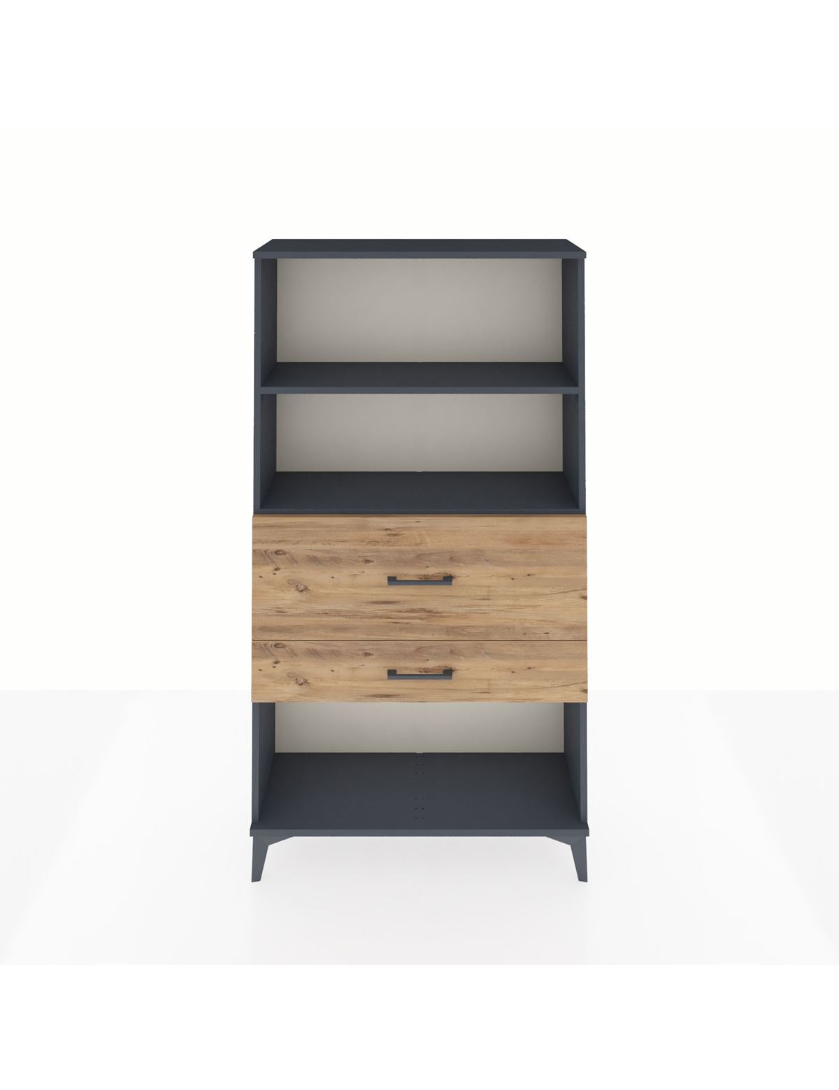 Arges Dolap 2 Raflı 2 Çekmeceli 88x30x163 Antrasit-Çam