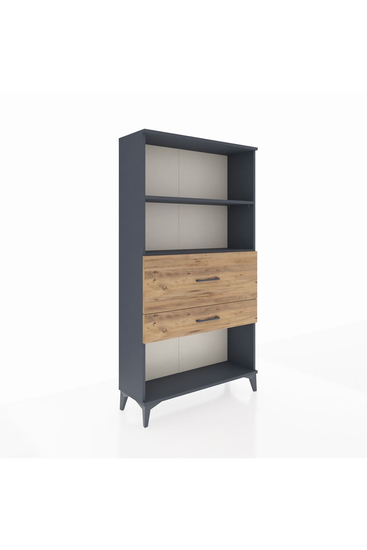 Arges Dolap 2 Raflı 2 Çekmeceli 88x30x163 Antrasit-Çam