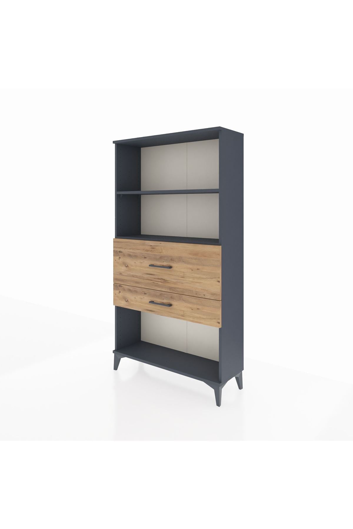 Arges Dolap 2 Raflı 2 Çekmeceli 88x30x163 Antrasit-Çam