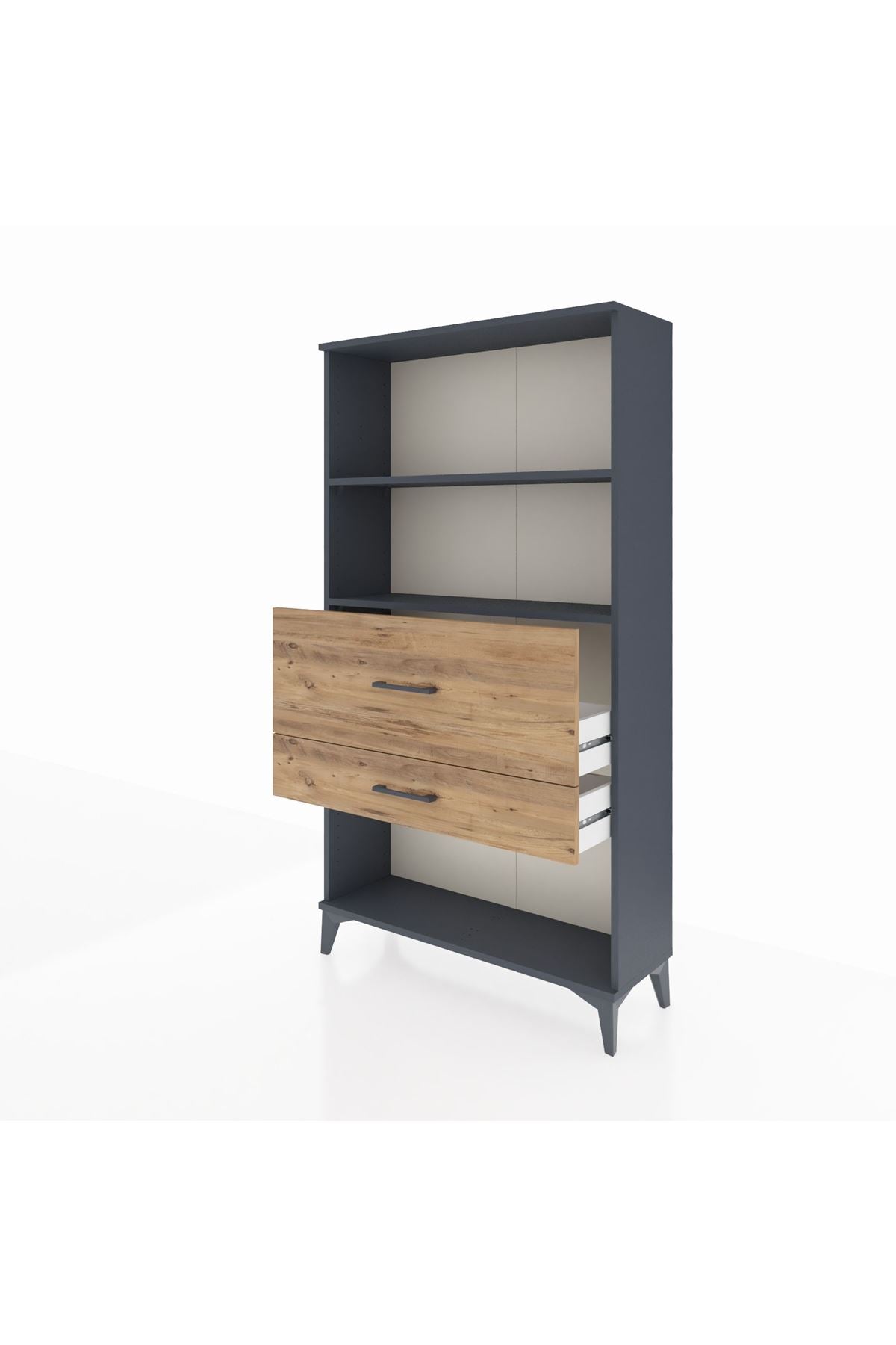 Arges Dolap 2 Raflı 2 Çekmeceli 88x30x163 Antrasit-Çam