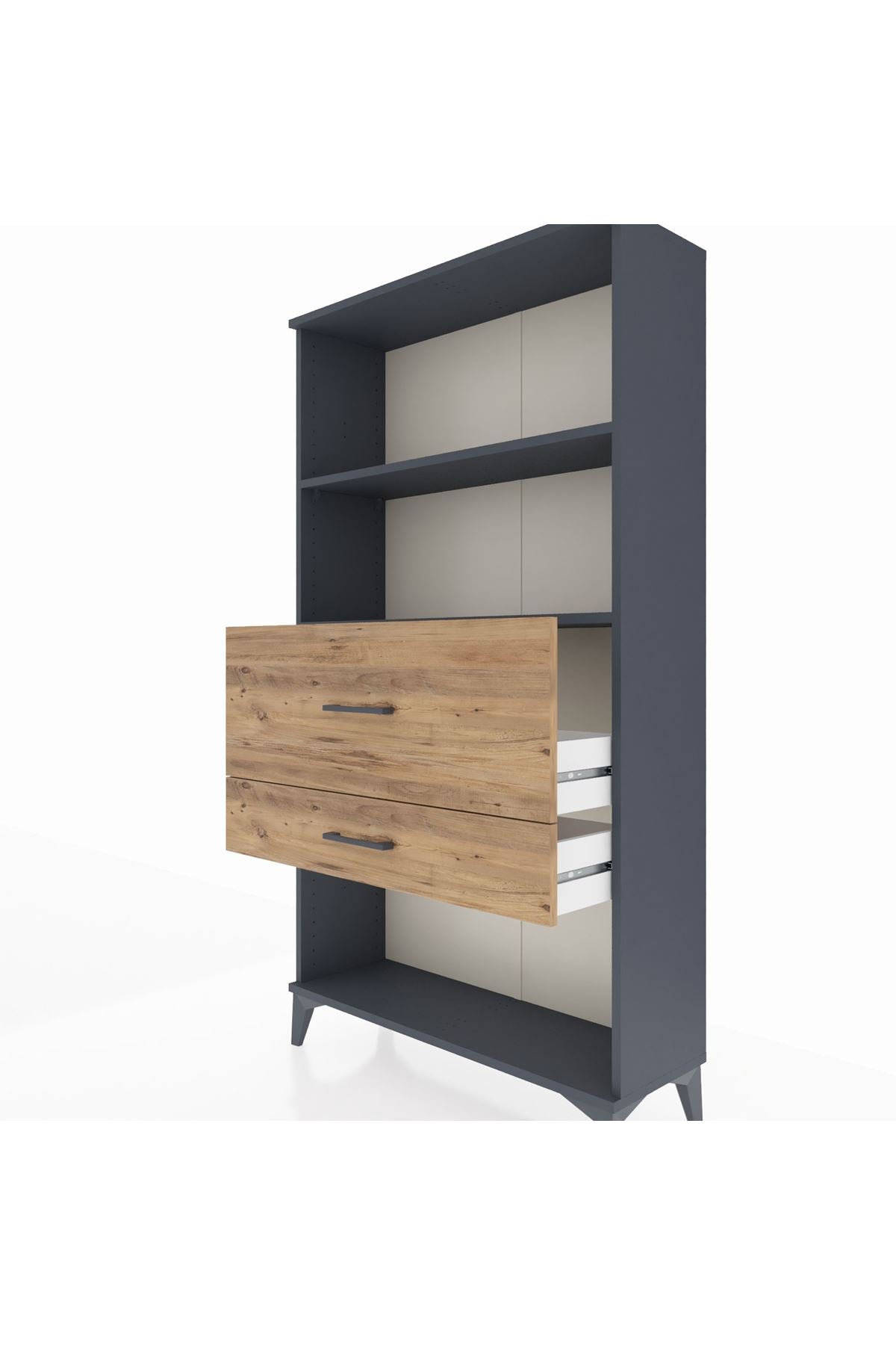 Arges Dolap 2 Raflı 2 Çekmeceli 88x30x163 Antrasit-Çam