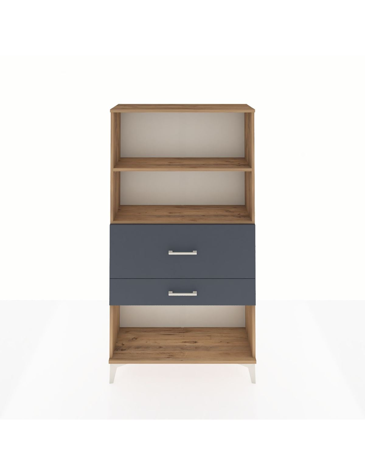 Arges Dolap 2 Raflı 2 Çekmeceli 88x30x163 Çam-Antrasit