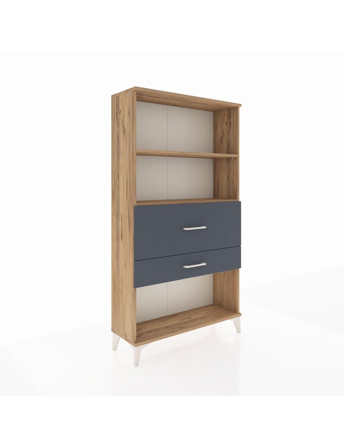 Arges Dolap 2 Raflı 2 Çekmeceli 88x30x163 Çam-Antrasit