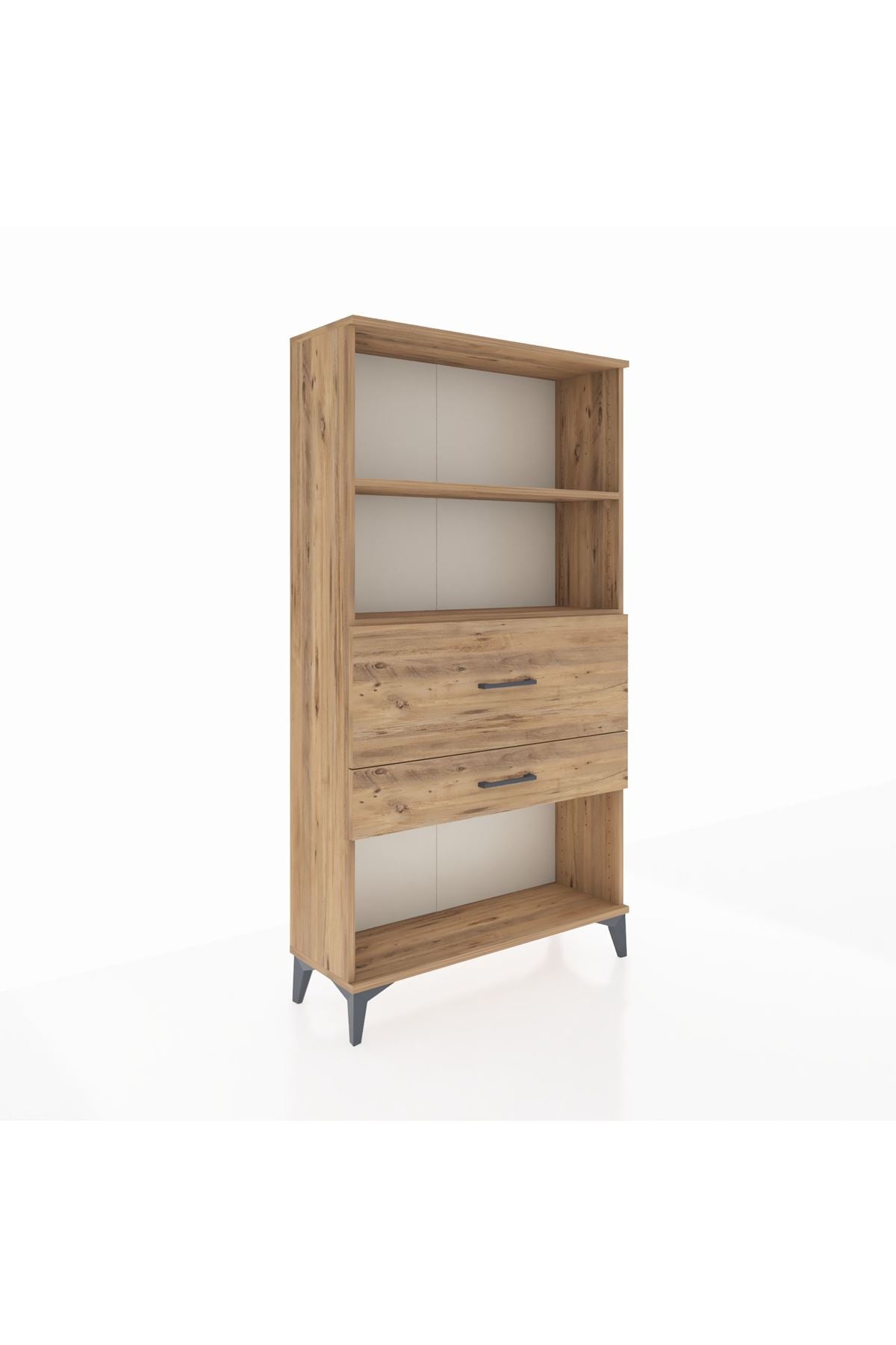 Arges Dolap 2 Raflı 2 Çekmeceli 88x30x163 Çam-Çam