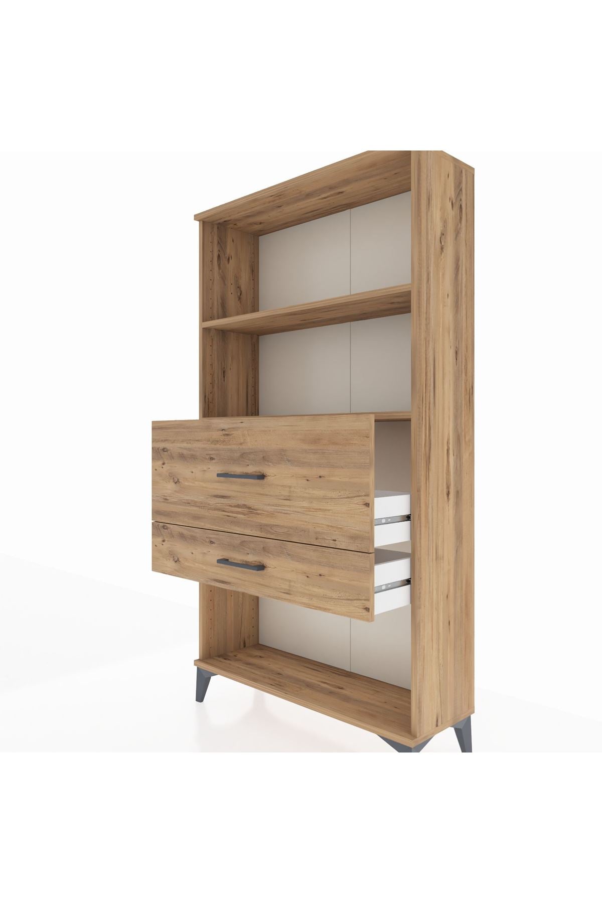 Arges Dolap 2 Raflı 2 Çekmeceli 88x30x163 Çam-Çam