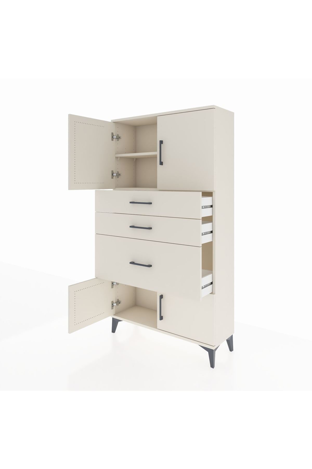 Arges Dolap 2 Raflı 3 Çekmeceli 4 Kapaklı 88x30x163 Aytaşı-Aytaşı