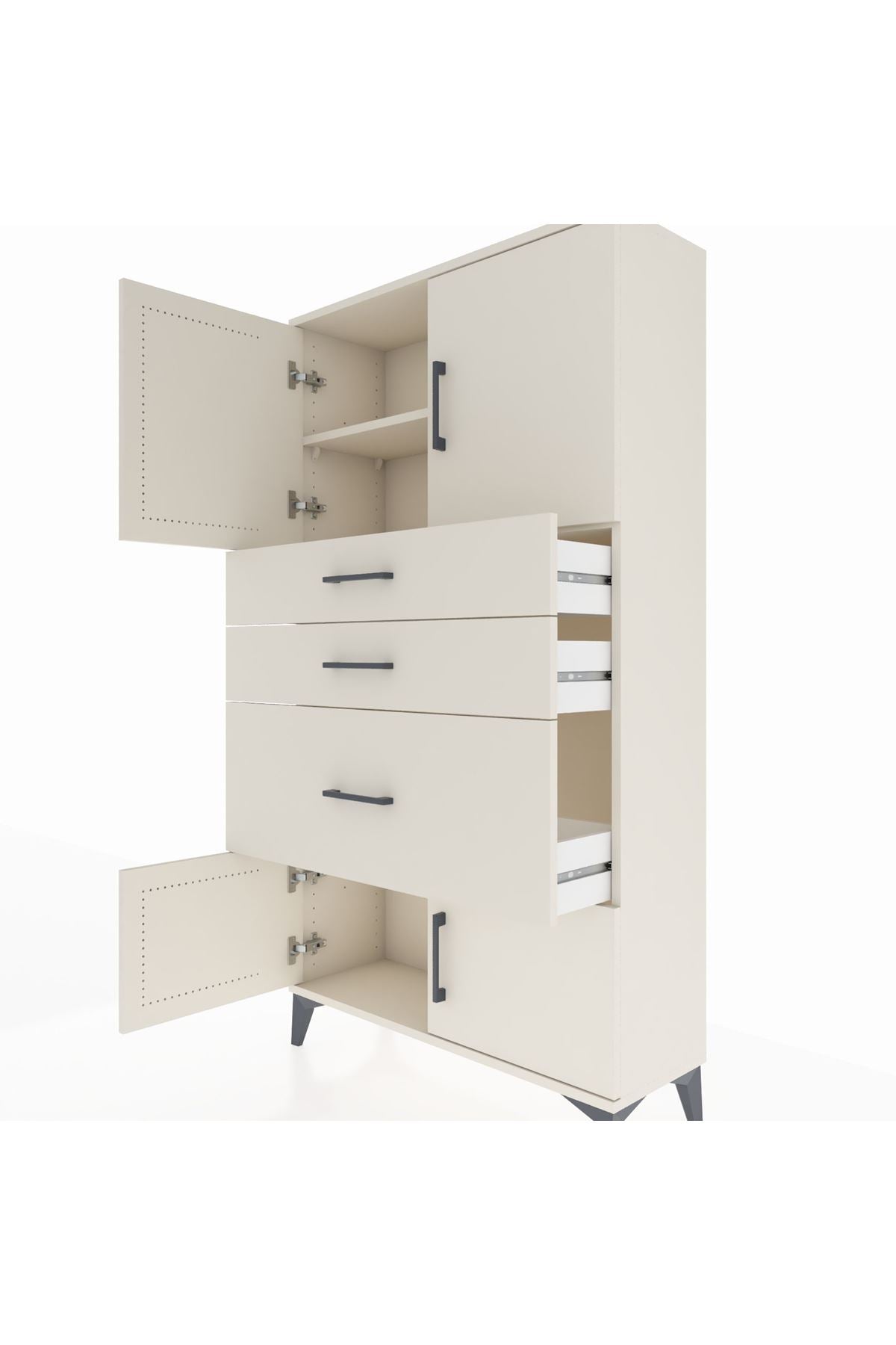 Arges Dolap 2 Raflı 3 Çekmeceli 4 Kapaklı 88x30x163 Aytaşı-Aytaşı