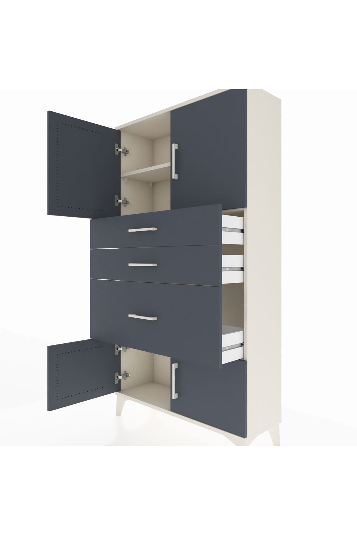 Arges Dolap 2 Raflı 3 Çekmeceli 4 Kapaklı 88x30x163 Aytaşı-Antrasit