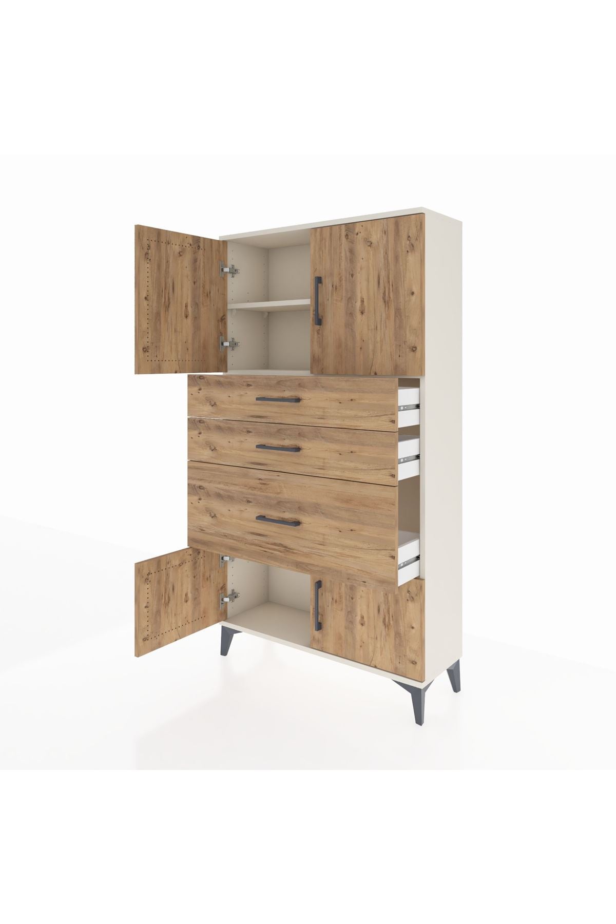 Arges Dolap 2 Raflı 3 Çekmeceli 4 Kapaklı 88x30x163 Aytaşı-Çam