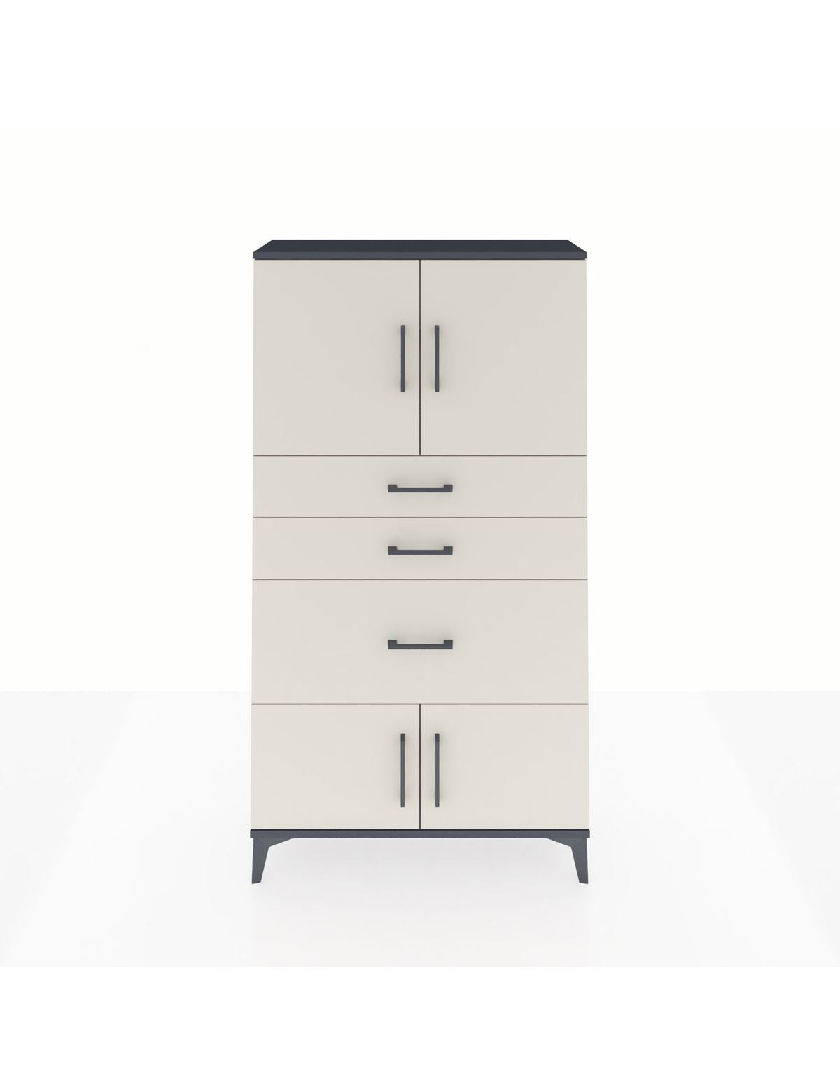 Arges Dolap 2 Raflı 3 Çekmeceli 4 Kapaklı 88x30x163 Antrasit-Aytaşı