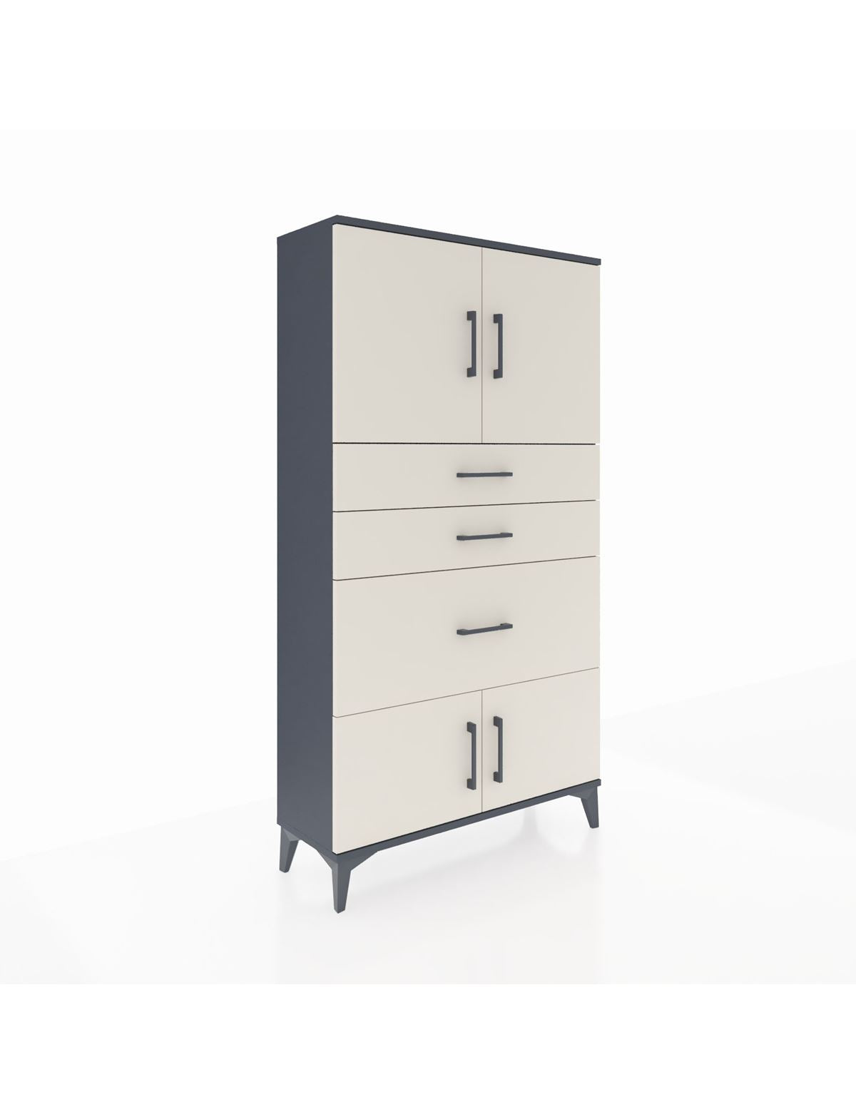 Arges Dolap 2 Raflı 3 Çekmeceli 4 Kapaklı 88x30x163 Antrasit-Aytaşı