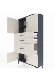 Arges Dolap 2 Raflı 3 Çekmeceli 4 Kapaklı 88x30x163 Antrasit-Aytaşı