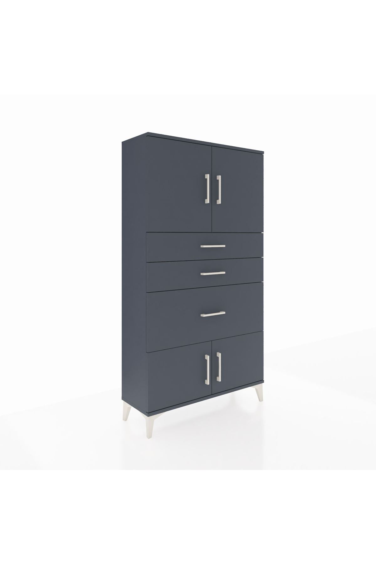 Arges Dolap 2 Raflı 3 Çekmeceli 4 Kapaklı 88x30x163 Antrasit-Antrasit