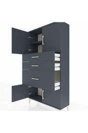 Arges Dolap 2 Raflı 3 Çekmeceli 4 Kapaklı 88x30x163 Antrasit-Antrasit