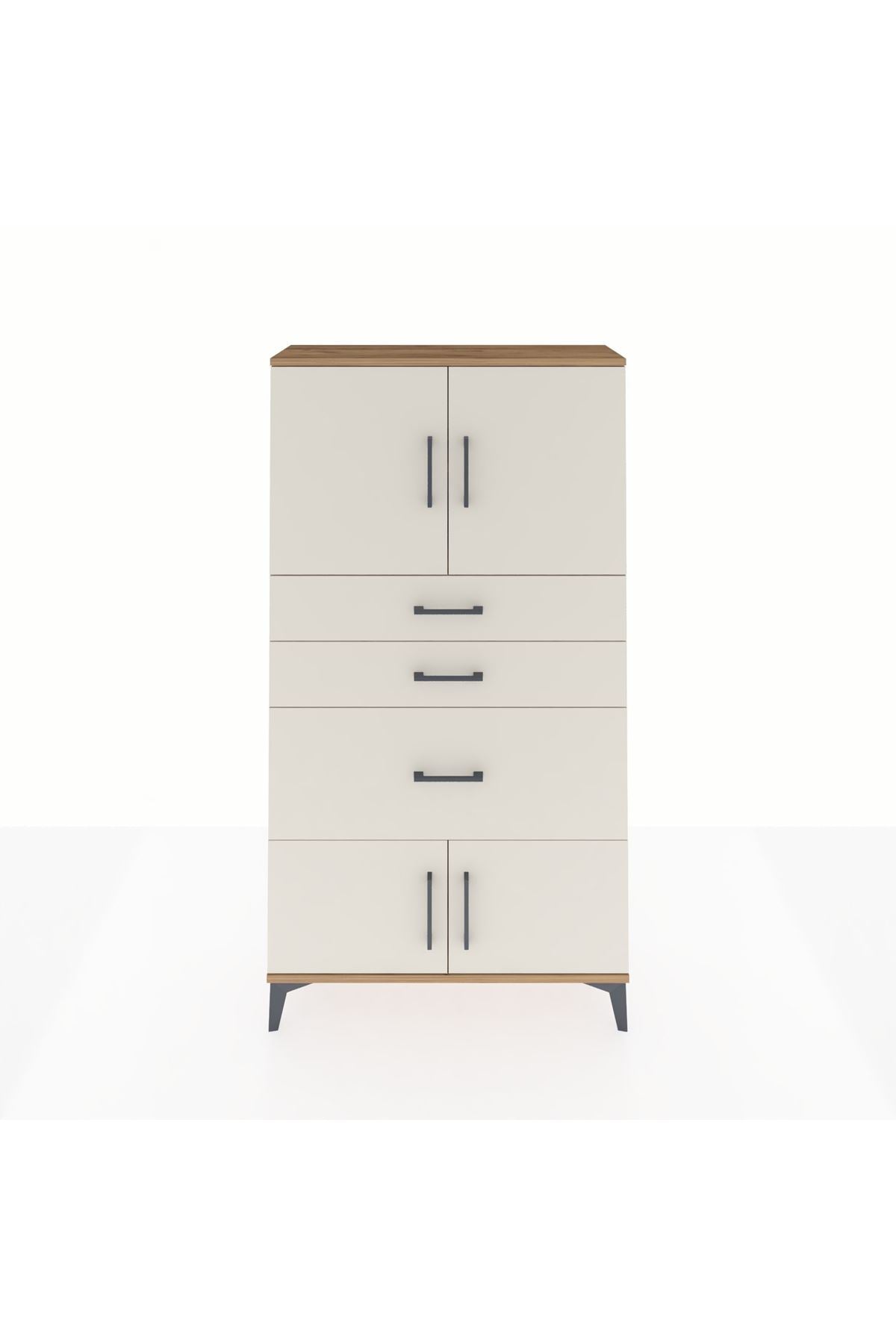 Arges Dolap 2 Raflı 3 Çekmeceli 4 Kapaklı 88x30x163 Çam-Aytaşı