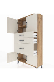 Arges Dolap 2 Raflı 3 Çekmeceli 4 Kapaklı 88x30x163 Çam-Aytaşı