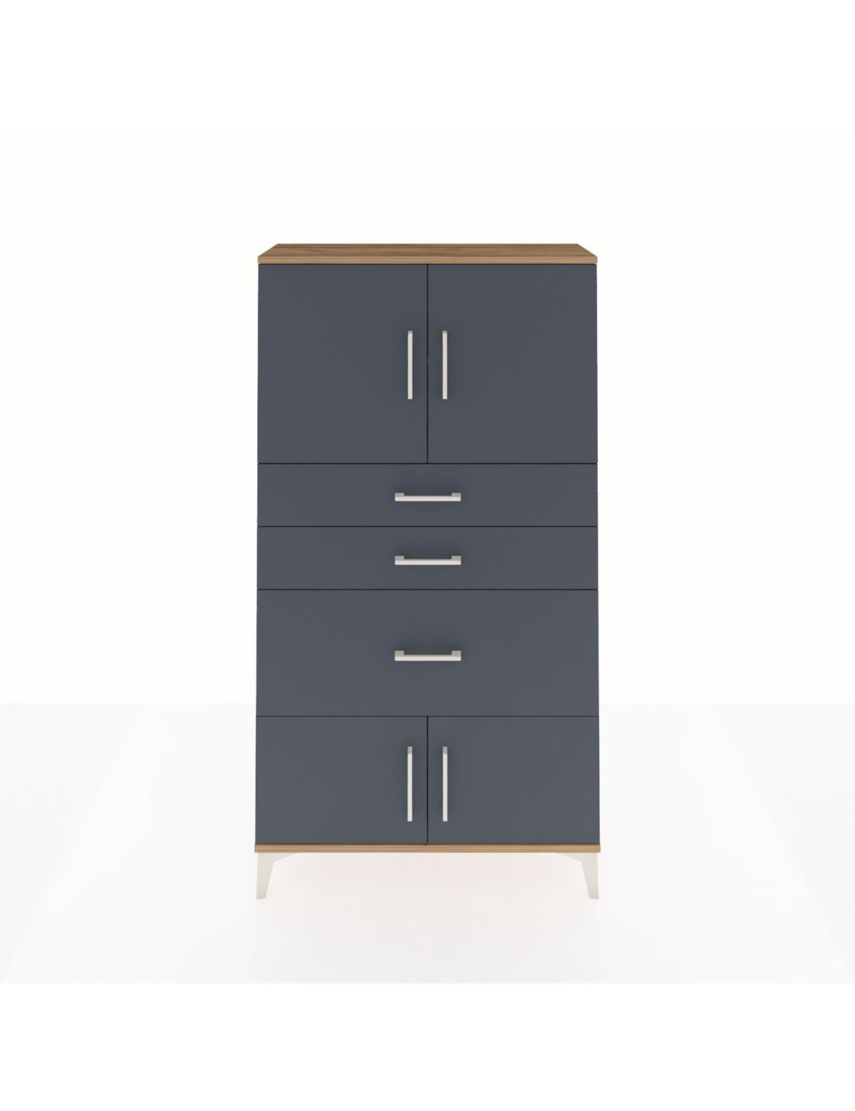 Arges Dolap 2 Raflı 3 Çekmeceli 4 Kapaklı 88x30x163 Çam-Antrasit