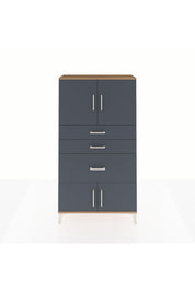 Arges Dolap 2 Raflı 3 Çekmeceli 4 Kapaklı 88x30x163 Çam-Antrasit