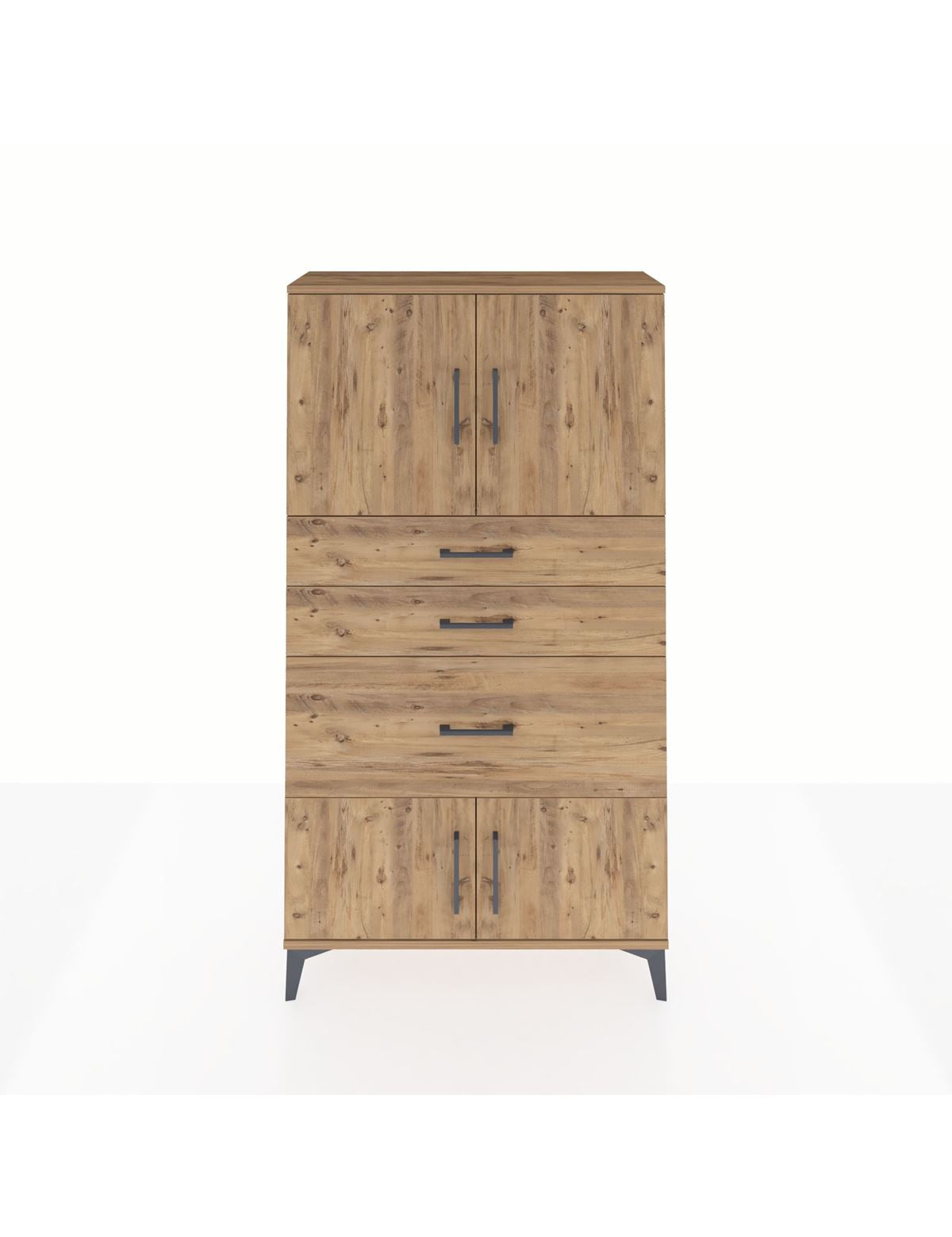 Arges Dolap 2 Raflı 3 Çekmeceli 4 Kapaklı 88x30x163 Çam-Çam