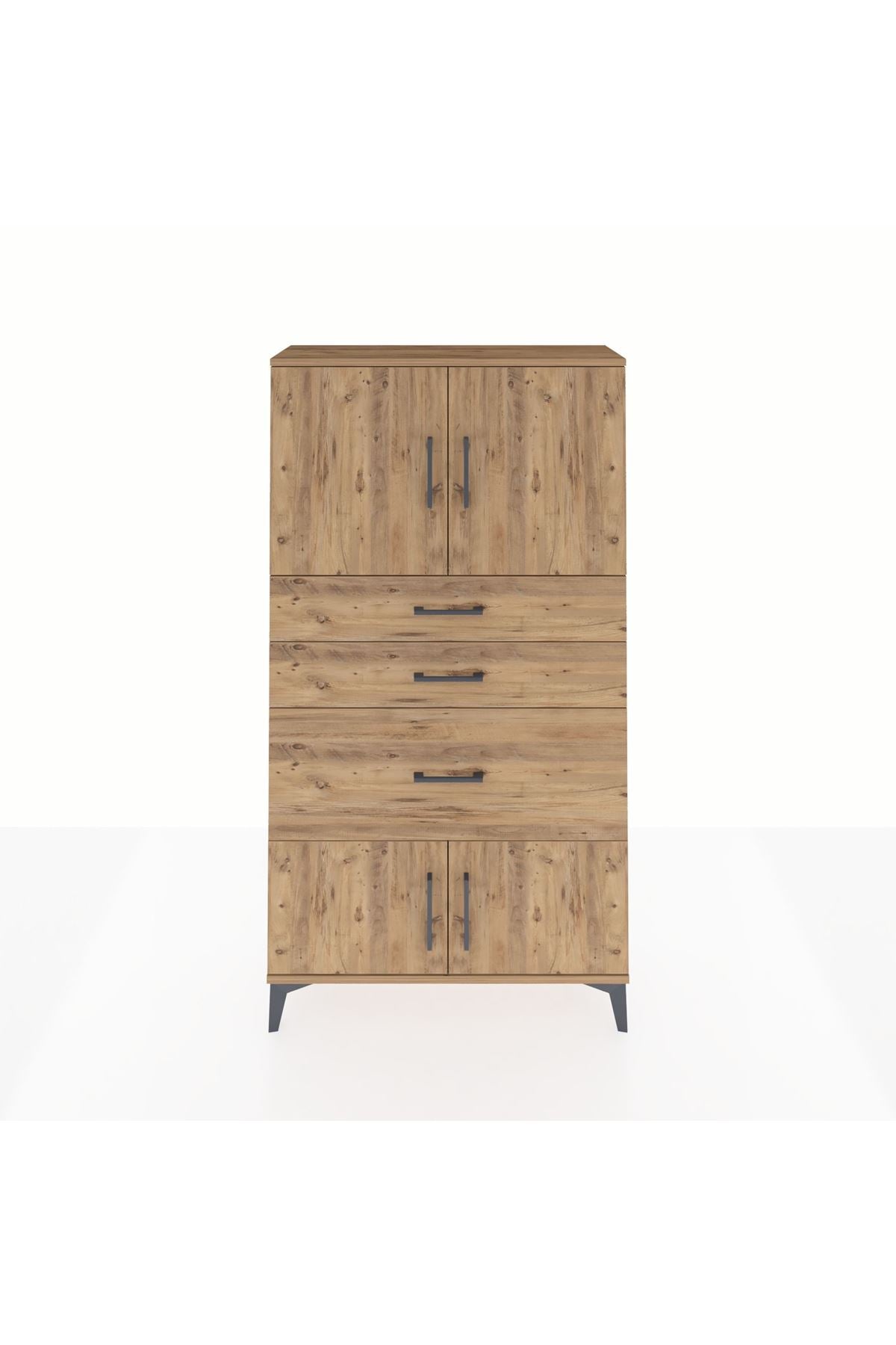 Arges Dolap 2 Raflı 3 Çekmeceli 4 Kapaklı 88x30x163 Çam-Çam