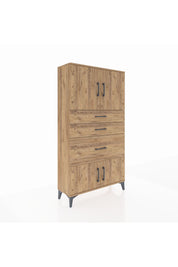 Arges Dolap 2 Raflı 3 Çekmeceli 4 Kapaklı 88x30x163 Çam-Çam
