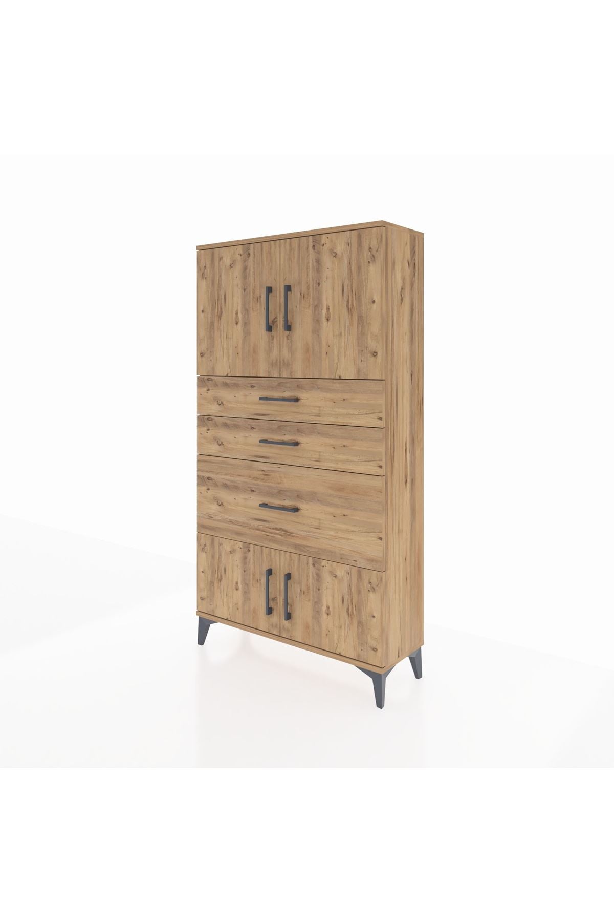 Arges Dolap 2 Raflı 3 Çekmeceli 4 Kapaklı 88x30x163 Çam-Çam