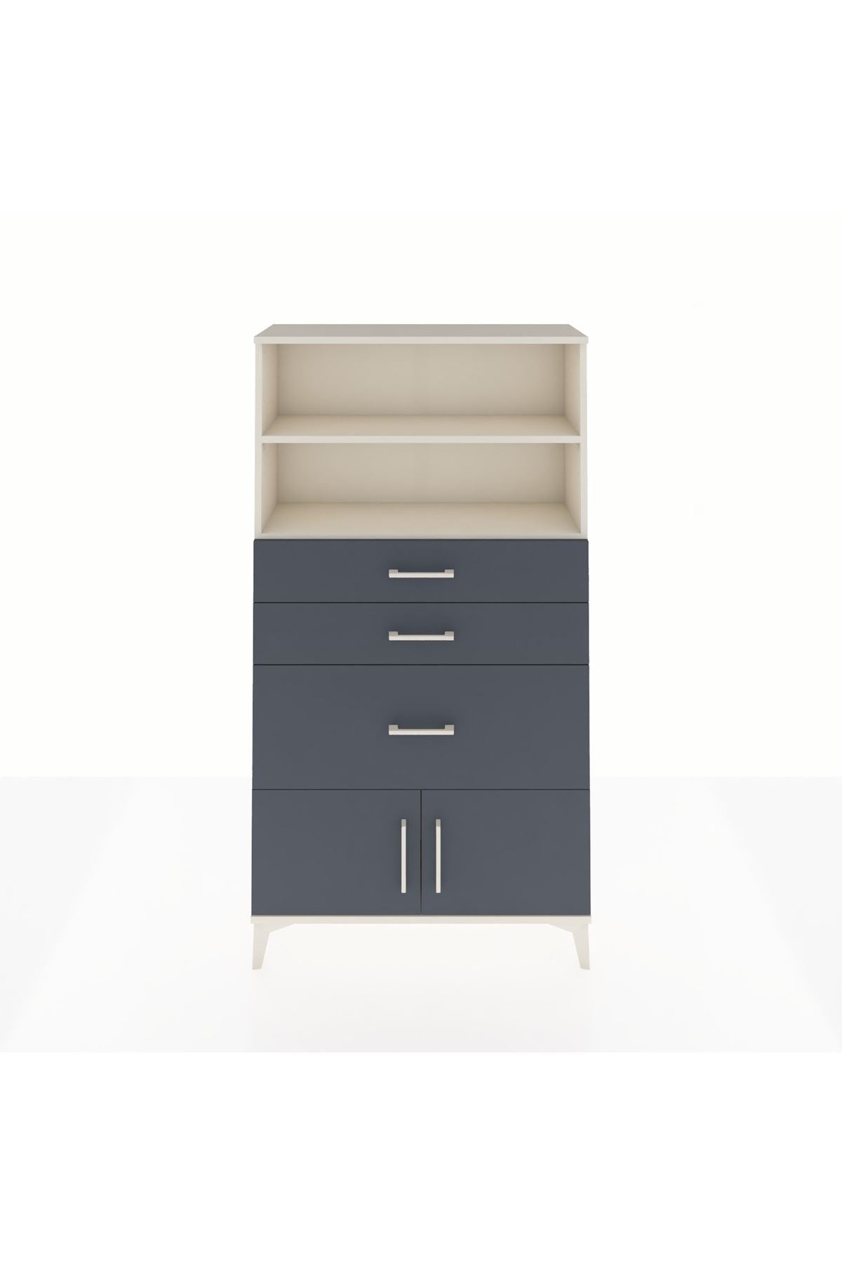 Arges Dolap 2 Raflı 3 Çekmeceli 2 Kapaklı 88x30x163 Aytaşı-Antrasit