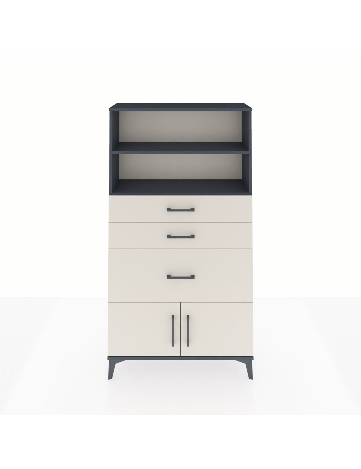 Arges Dolap 2 Raflı 3 Çekmeceli 2 Kapaklı 88x30x163 Antrasit-Aytaşı