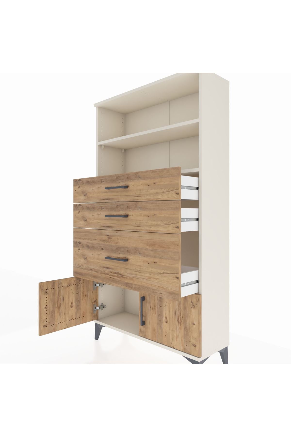 Arges Dolap 2 Raflı 3 Çekmeceli 2 Kapaklı 88x30x163 Aytaşı-Çam