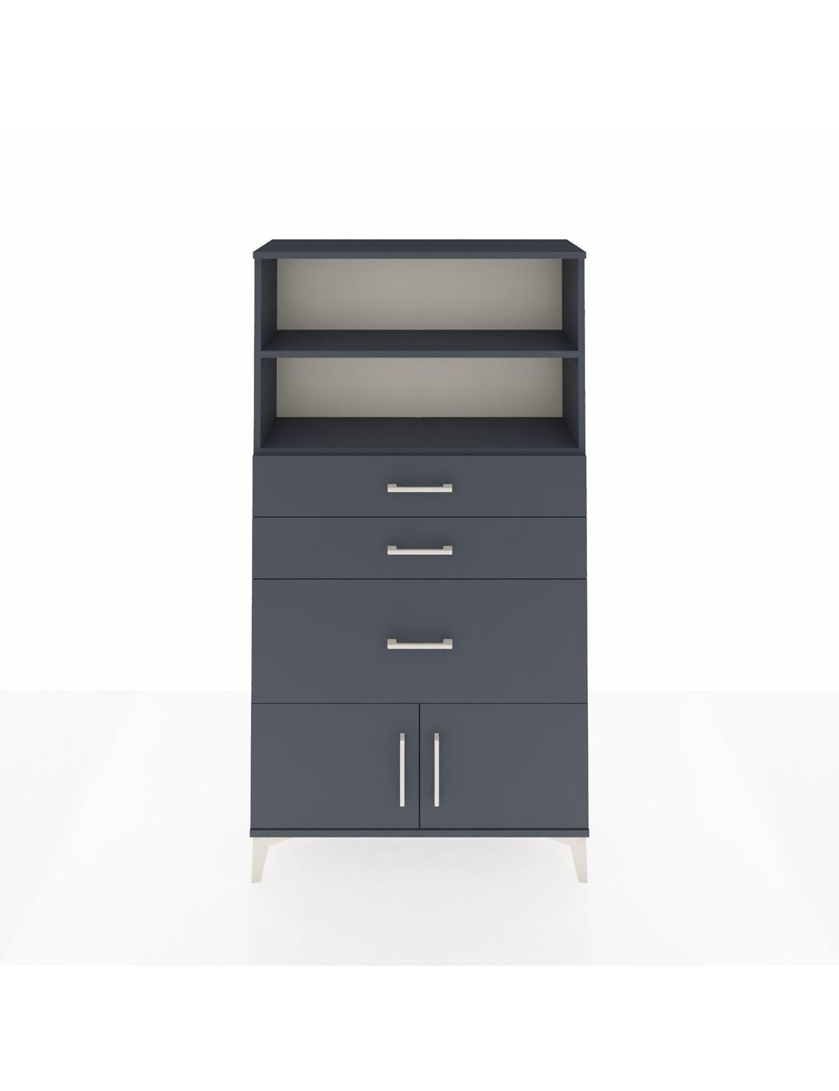 Arges Dolap 2 Raflı 3 Çekmeceli 2 Kapaklı 88x30x163 Antrasit-Antrasit