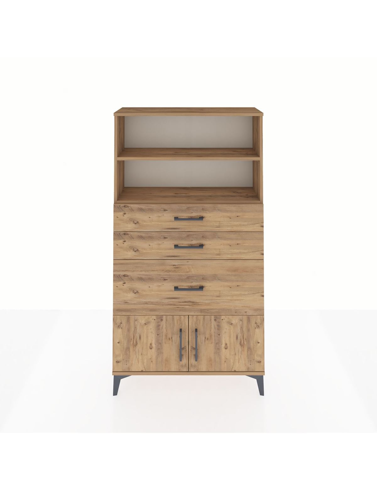 Arges Dolap 2 Raflı 3 Çekmeceli 2 Kapaklı 88x30x163 Çam-Çam